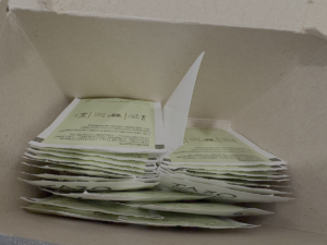 Inside of tea box showing two columns